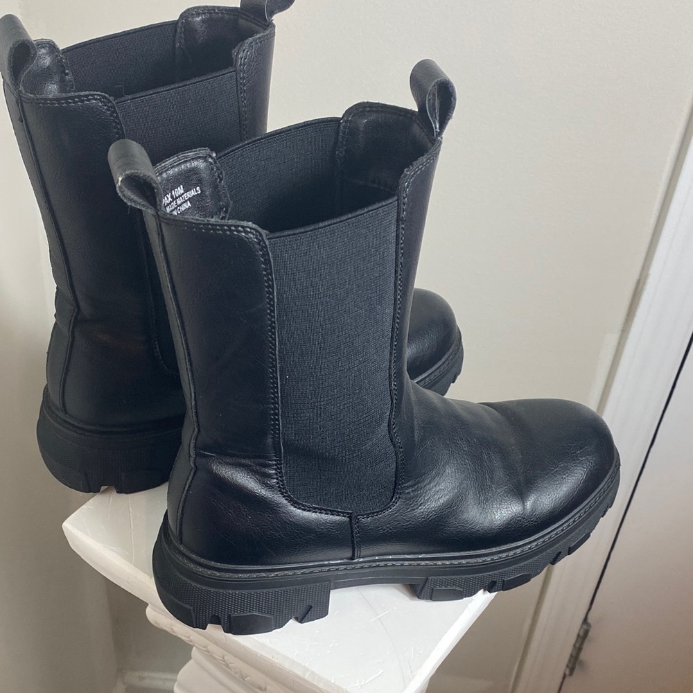 Black Combat & Moto Boots - Picture 3 of 7